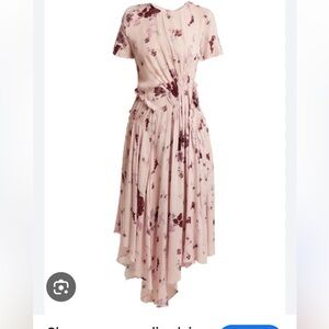 Preen Line -Size S- light pink dress with dark burgundy flowers and grey